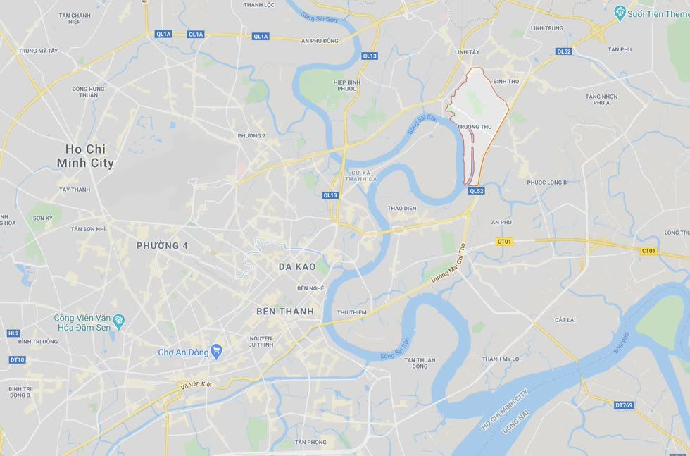 Vị trí phường Trường Thọ (khoanh đỏ). Ảnh: Google Maps