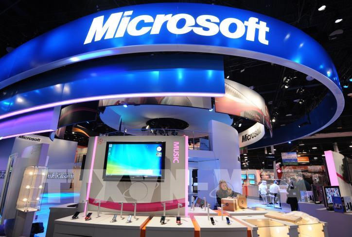   Gian hàng của Microsoft tại Triển lãm điện tử tiêu dùng ở Las Vegas, Nevada, Mỹ, ngày 7/1/2009. Ảnh: AFP/ TTXVN  