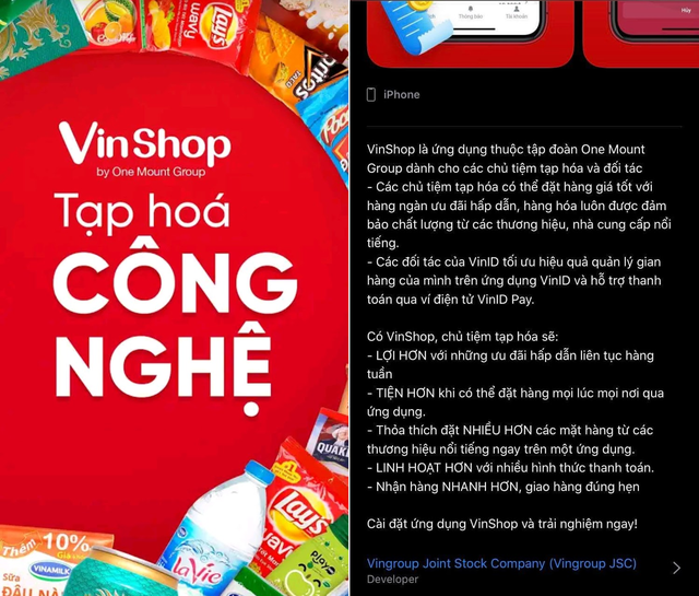 Cũng như các ứng dụng khác trong hệ sinh thái Vingroup, VinShop trên kho ứng dụng Appstore được phát triển bởi 