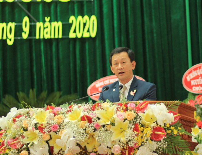 Bí thư Tỉnh uỷ Kon Tum Dương Văn Trang phát biểu tại Đại hội. Ảnh: Tiền Phong