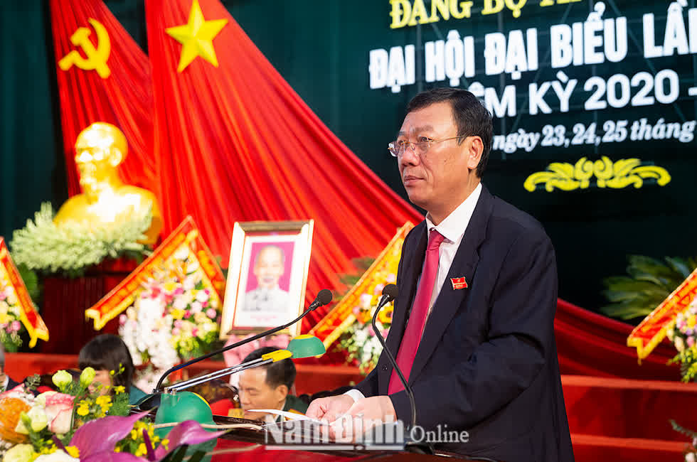 Đồng chí Đoàn Hồng Phong tái đắc cử Bí thư Tỉnh ủy Nam Định. Ảnh: Báo Nam Định