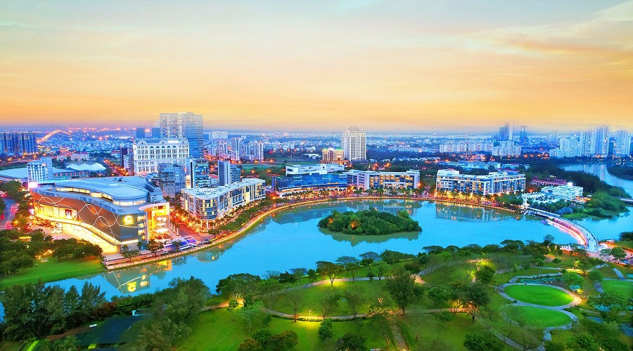 Khu đô thị Phú Mỹ Hưng rộng hơn 400ha một điển hình thành công của khu đô thị hiện đại ở khu Nam TP.HCM. Ảnh: PMH