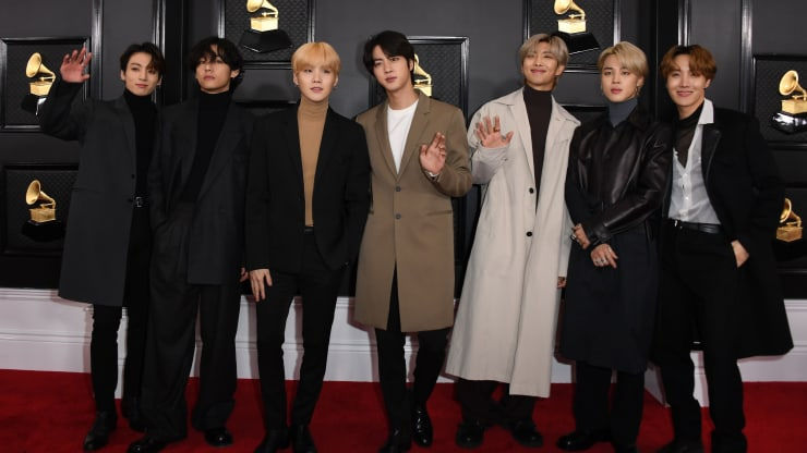 Nhóm nhạc nam Hàn Quốc BTS dự lễ trao giải Grammy. Ảnh: AFP.