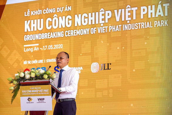 Ông Lê Thành trong buổi lễ khởi công Khu công nghiệp Việt Phát. Ảnh: Kim Anh
