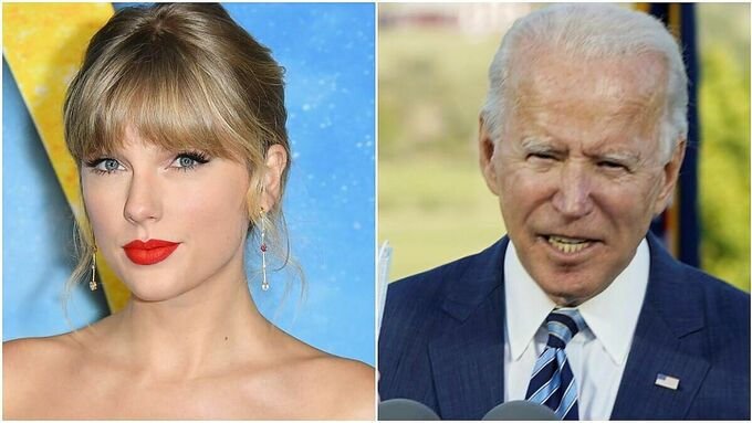 Ca sĩ Taylor Swift (trái) và ứng viên Tổng thống đảng Dân chủ Joe Biden. Ảnh: AFP/Reuters.