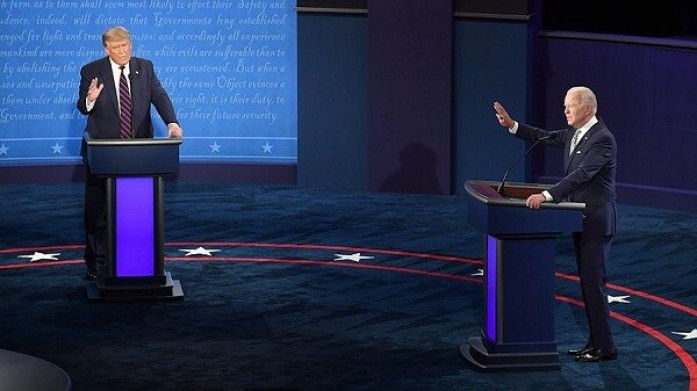 Tổng thống Donald Trump và ứng viên Joe Biden trong cuộc tranh luận bầu cử Mỹ lần 1. Ảnh: TASS