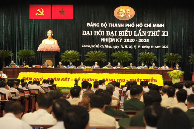 Quang cảnh phiên họp Đại hội Đại biểu Đảng bộ TP.HCM lần thứ XI. Ảnh: SGGP