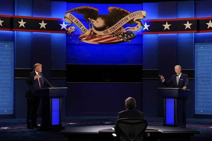 Hình ảnh trong cuộc tranh luận Tổng thống Mỹ lần 1. Ảnh: AP