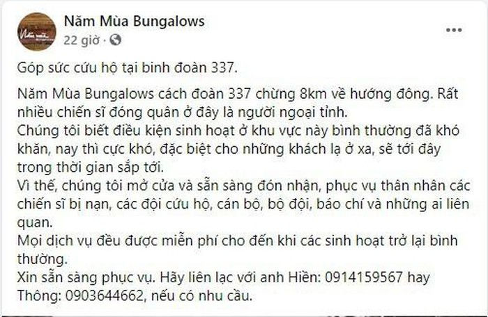 Hàng loạt khách sạn, nhà nghỉ tại miền Trung miễn phí chỗ ở cho bà con vùng lũ và đoàn cứu trợ  