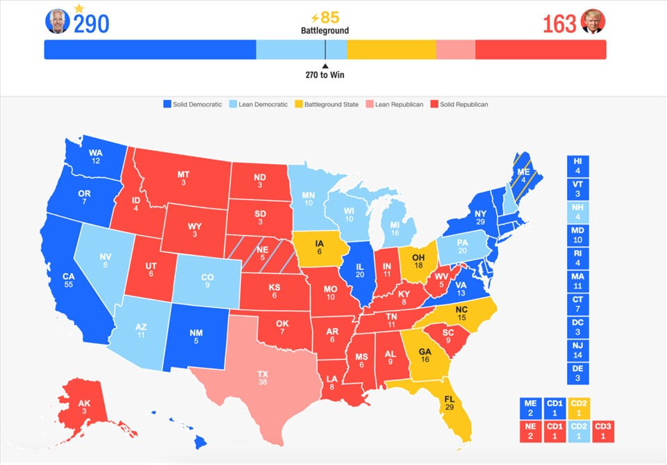 Bản đồ bầu cử của CNN. 