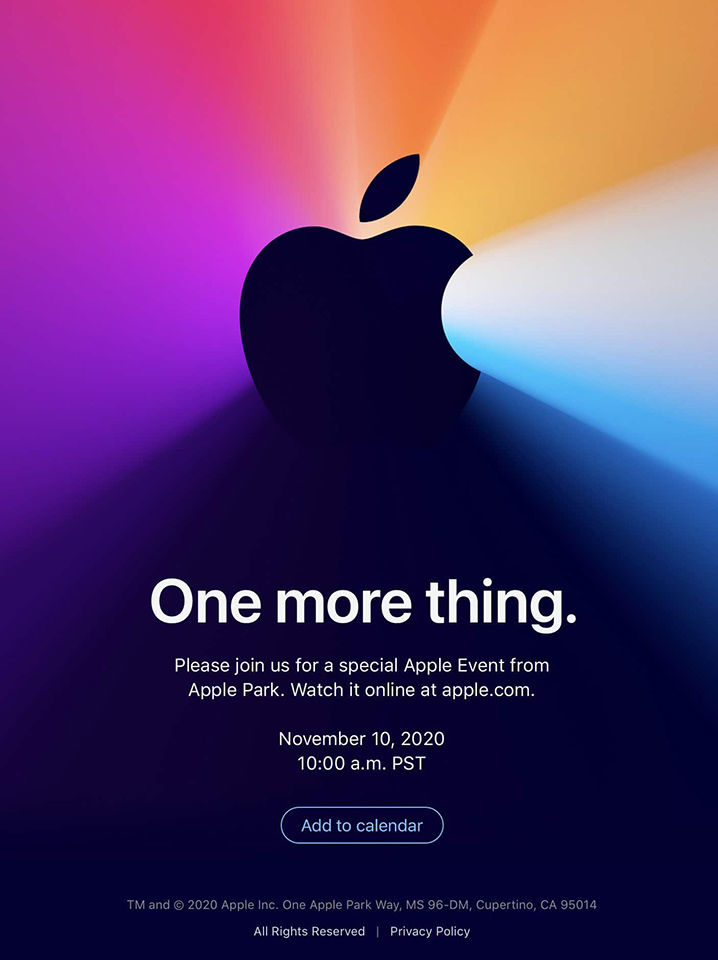  Apple sẽ tổ chức sự kiện 'One More Thing' vào ngày 10/11