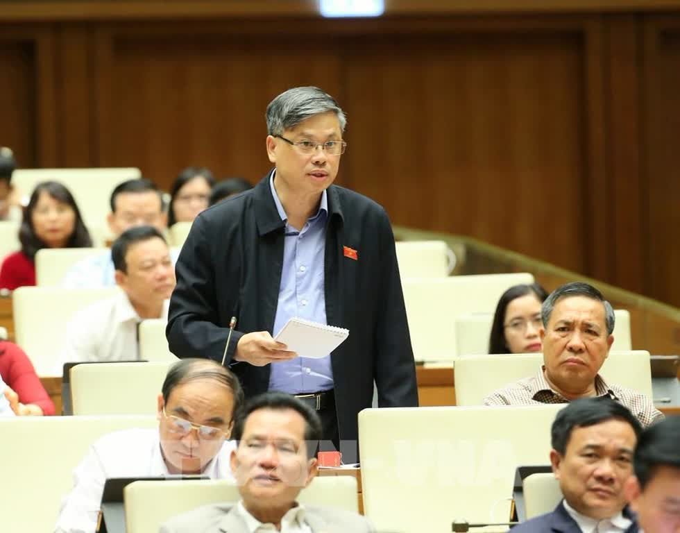 Đại biểu Quốc hội tỉnh Ninh Thuận Nguyễn Sỹ Cương phát biểu ý kiến. Ảnh: TTXVN