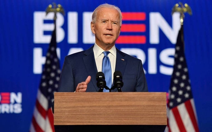 Ứng viên Tổng thống đảng Dân chủ Joe Biden phát biểu về kết quả bầu cử tại Wilmington, Delaware ngày 6/11. Ảnh: Reuters