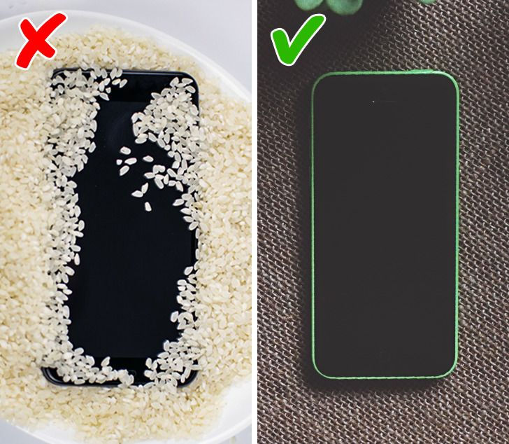 Vì sao không nên cho điện thoại vào gạo khi bị ướt?