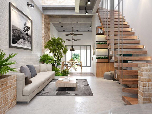 Những mẫu thiết kế phòng khách kết hợp 'ăn ý' với cầu thang