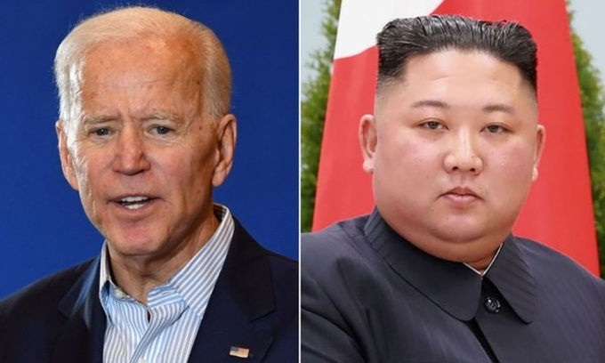 Tổng thống đắc cử Mỹ Joe Biden (trái) và lãnh đạo Triều Tiên Kim Jong-un. Ảnh: AFP.