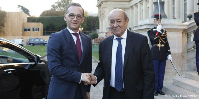 Ngoại trưởng Đức Heiko Maas và Ngoại trưởng Pháp Jean-Yves Le Drian. Ảnh: MEAE 