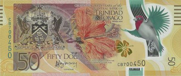 Tờ 50 đô la của Trinidad và Tobago (mặt trước).