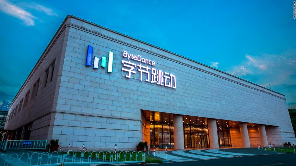 Logo mới của ByteDance tại trụ sở của Công ty Công nghệ Bytedance Bắc Kinh. Ảnh: NewsRnD