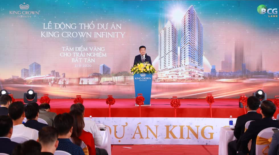 Ông Nguyễn Hồ Nam, Chủ tịch HĐQT Tập đoàn Bamboo Capital và BCG Land chia sẻ tại buổi lễ động thổ dự án. Ảnh: BCG