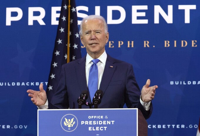 Tổng thống đắc cử Mỹ Joe Biden tại Delaware ngày 1/12. Ảnh: AFP.