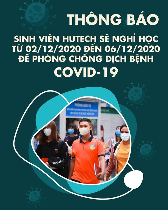 ĐH Hutech TP.HCM thông báo sinh viên nghỉ học phòng chống dịch COVID-19.