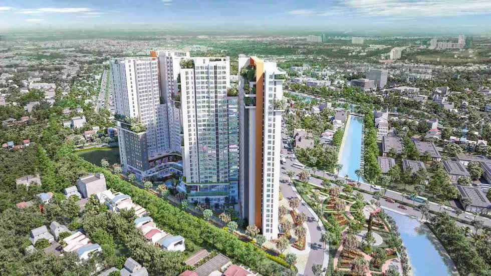 Phối cảnh Aster Garden Towers tọa lạc tại Lái Thiêu, Thuận An, Bình Dương mà Thuduc House đang đầu tư. Ảnh: TDH