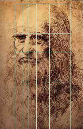 Bức tự họa Leonardo Da vinci theo tỉ lệ vàng. 