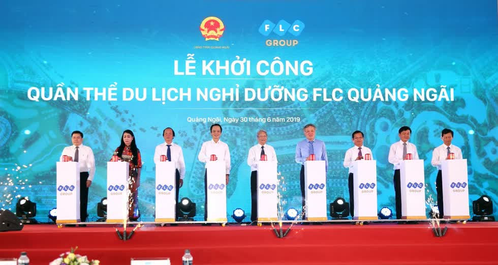 Lễ khởi công Quần thể du lịch nghỉ dưỡng FLC Quảng Ngãi tháng 6/2019. Ảnh: Zing