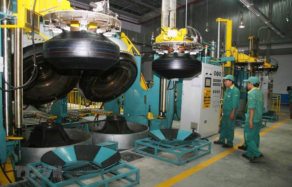 Sản xuất lốp xe tải Radial của CTCP  Cao su  Đà Nẵng, tại Khu công nghiệp Liên Chiểu (Đà Nẵng). Ảnh minh họa: TTXVN 