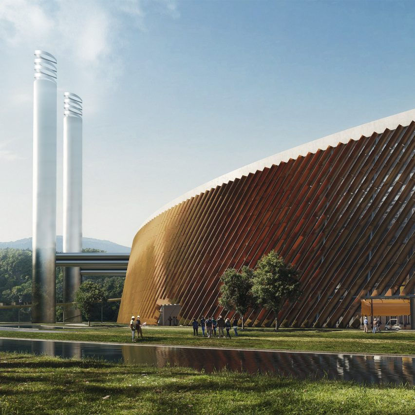A visual of Shenzhen East Waste-to-Energy Plant in China by Schmidt Hammer Lassen Architects