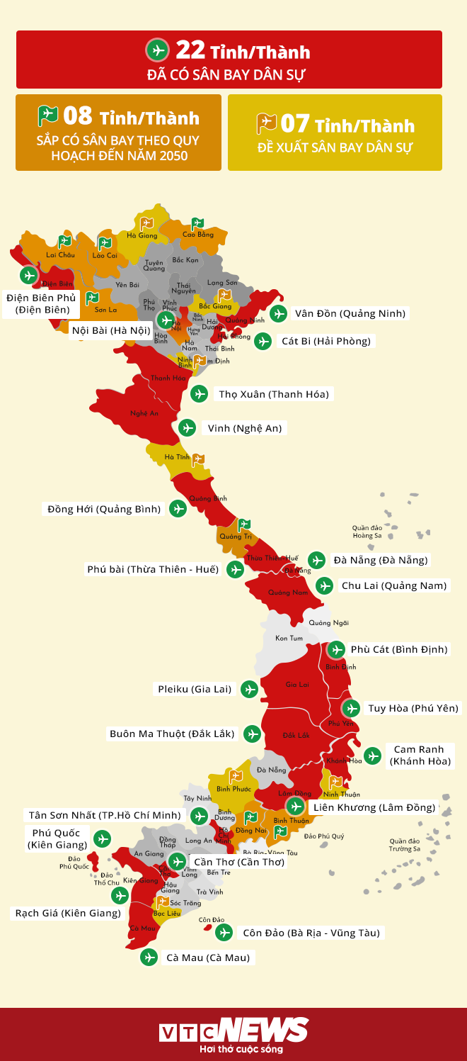 Infographic: Bản đồ mạng lưới sân bay dày đặc ở Việt Nam - 1