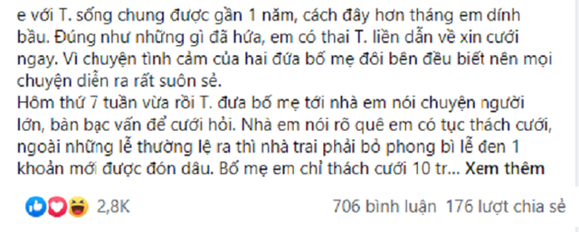 Nhà gái thách cưới lễ đen 10 triệu nhưng nhà trai phản đối, đến ngày ăn hỏi chú rể chơi lớn khiến cả 2 họ bàng hoàng, cô dâu quyết hủy hôn - Ảnh 1.