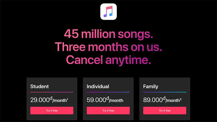 Mức giá của Apple Music