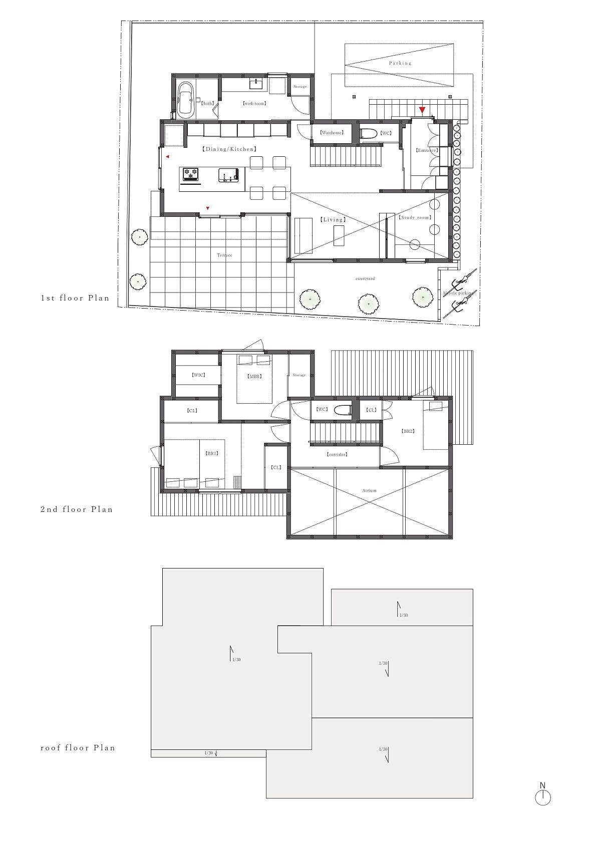 floor-plan-of-three-different-levels-of-the-house-in-sumiregaoka-91668.jpg