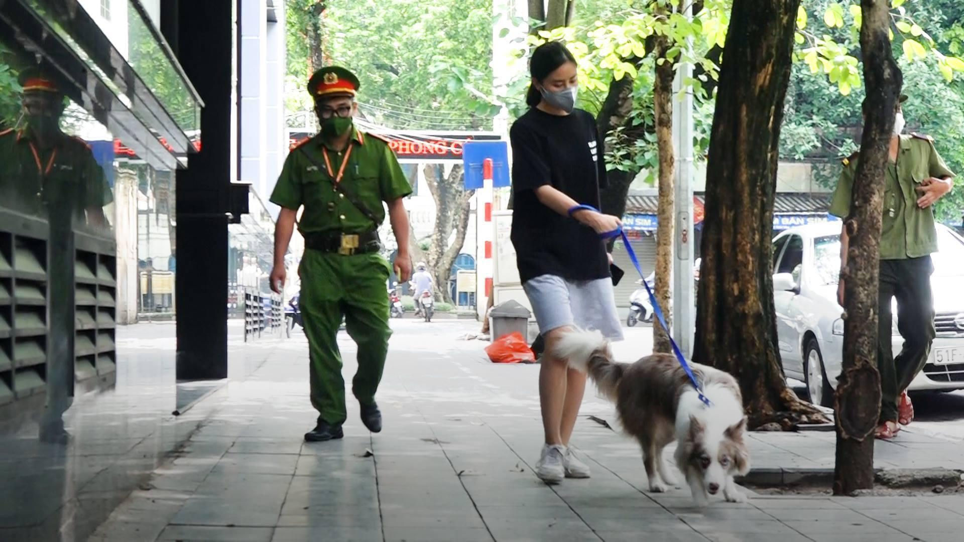 Dắt chó đi dạo khi Hà Hội đang giãn cách, cô gái bị phạt 2 triệu đồng - 1