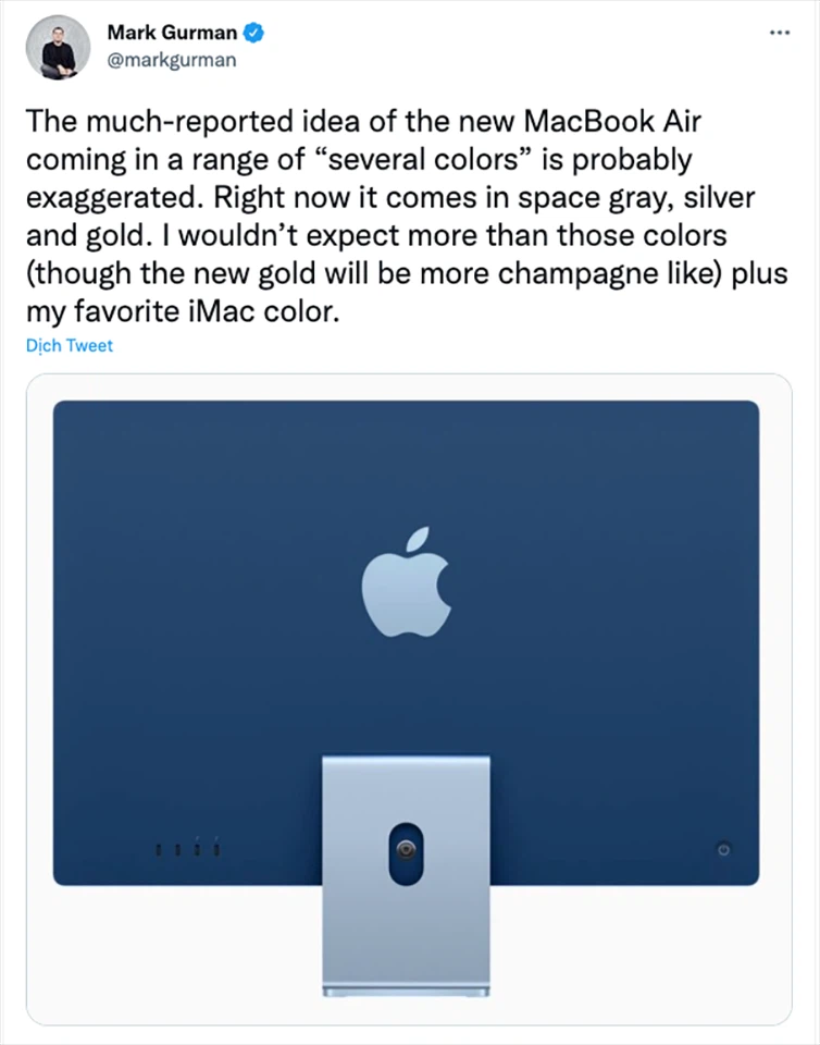 MacBook Air 2022 sẽ không có nhiều màu sắc giống như iMac M1 - Ảnh 2.