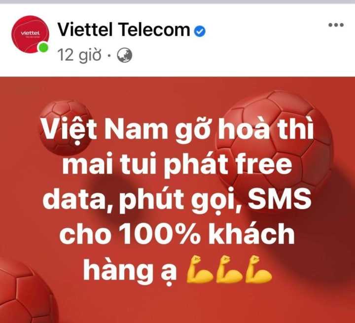 Ăn mừng tuyển Việt Nam hòa Thái Lan, Viettel có miễn phí cuộc gọi, tin nhắn…như đã hứa? - Ảnh 1.