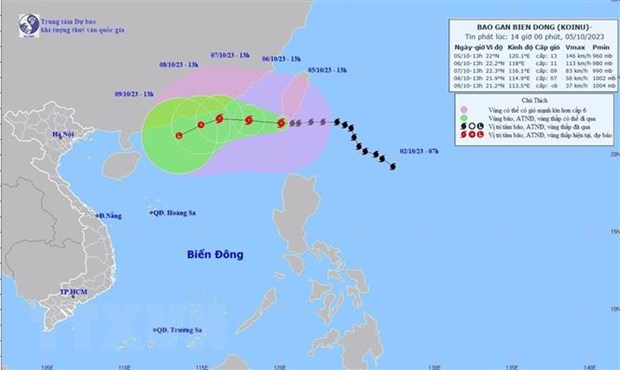 Bão Koinu đã đi vào Biển Đông, trở thành bão số 4 trong năm 2023 - Ảnh 1.