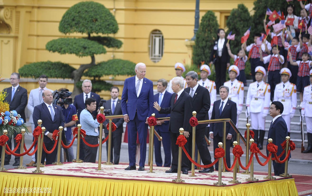 Tổng Bí thư Nguyễn Phú Trọng chủ trì lễ đón chính thức Tổng thống Hoa Kỳ Joe Biden - Ảnh 3.