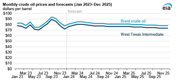 EIA kỳ vọng giá dầu thô sẽ ổn định vào năm 2024 và 2025- Ảnh 2.
