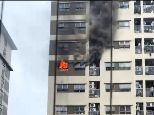 Cháy ngùn ngụt tại căn hộ tầng 14 chung cư The Vesta, Hà Nội- Ảnh 1.