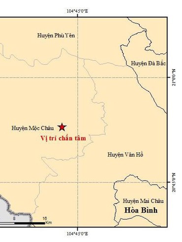 Động đất 3,2 độ richter ở Mộc Châu, Sơn La