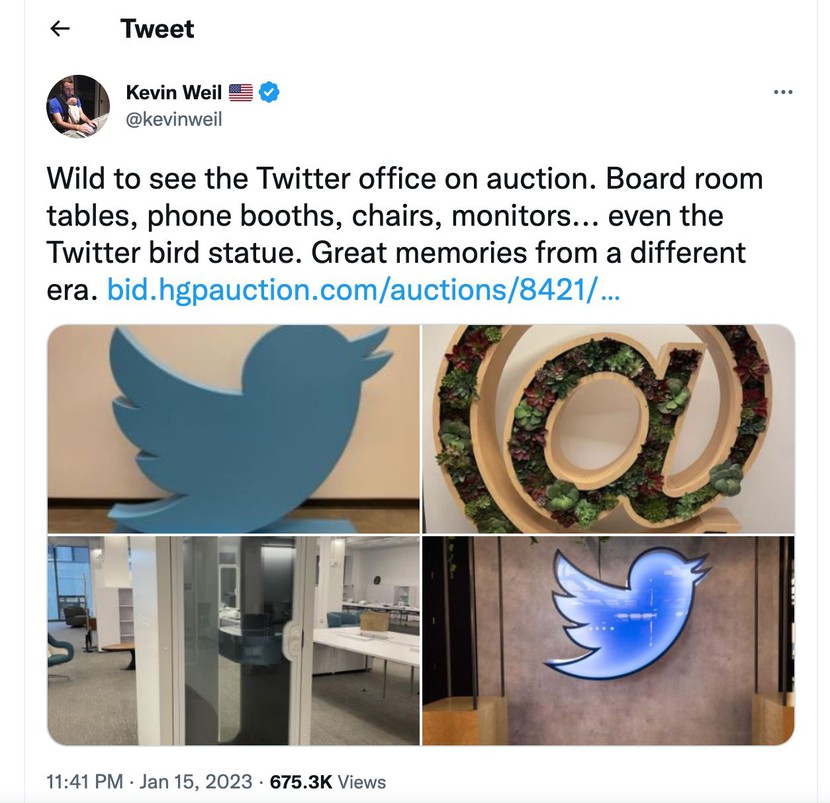 Chuyện gì đang xảy ra với Twitter: Thanh lý hàng loạt đồ đạc, từ logo chim xanh đến máy pha cà phê - Ảnh 2.