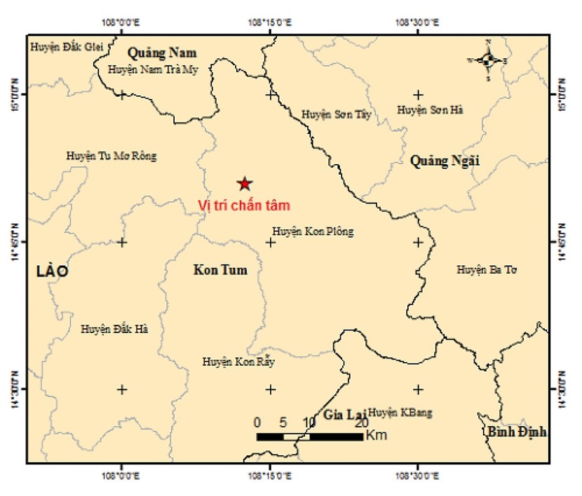 Sáng nay lại xảy ra động đất ở Kon Tum, Quảng Ngãi - Ảnh 1.