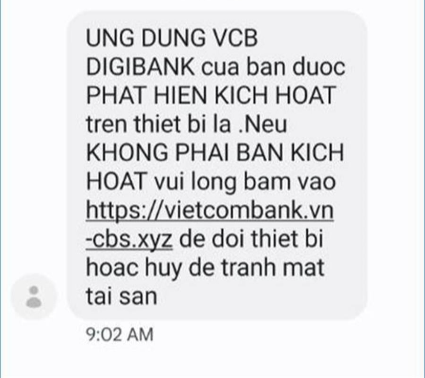 Cảnh báo giả mạo tin nhắn ngân hàng Vietcombank lừa đảo  - Ảnh 1.