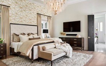 Giấy dán tường tạo điểm nhấn cho bầu không khí thanh bình trong phòng ngủ