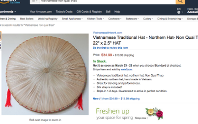 Hơn nửa triệu đồng một chiếc nón quai thao, nón lá trên Amazon