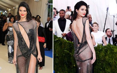 Kendall Jenner gây sốc trên thảm đỏ với váy xuyên thấu