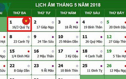 Lịch nghỉ chính thức Giỗ Tổ Hùng Vương, 30/4 và 1/5/2018